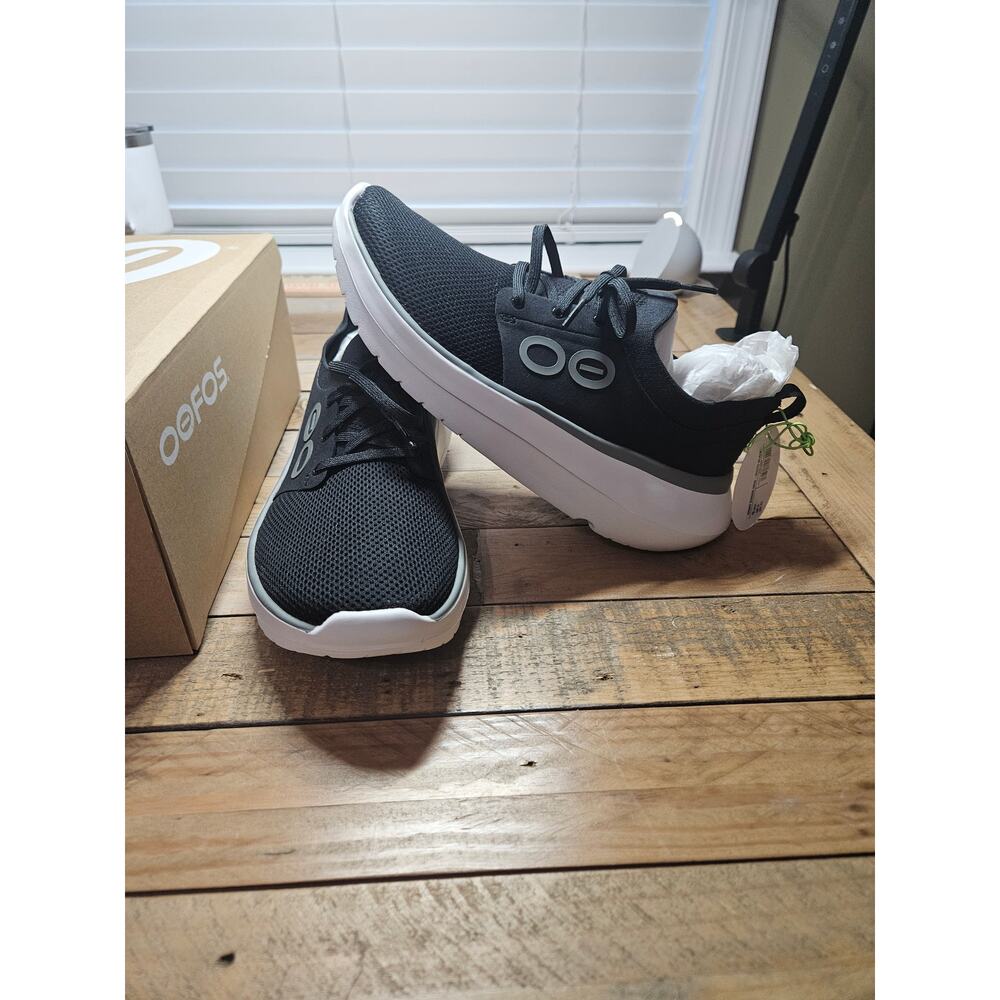 Oofos OOmy Stride Black White Mens Size 9